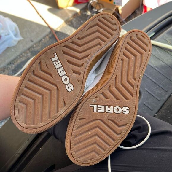 Sorel Out N About Wedge White Leather Sneaker Waterproof SZ 9 - Picture 4 of 11